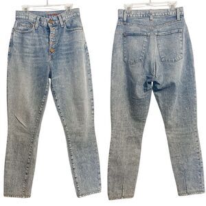 Alice + Olivia Good High Rise Exposed Button Skinny Jeans